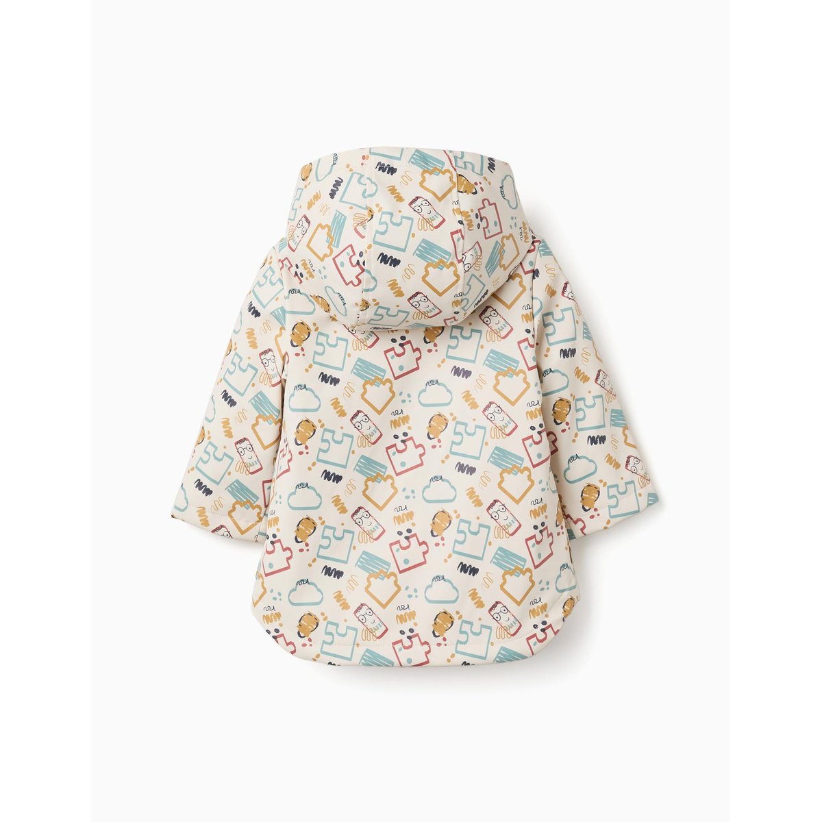 Parka rembourrée en caoutchouc avec capuche et imprimé blanc, ZIPPY