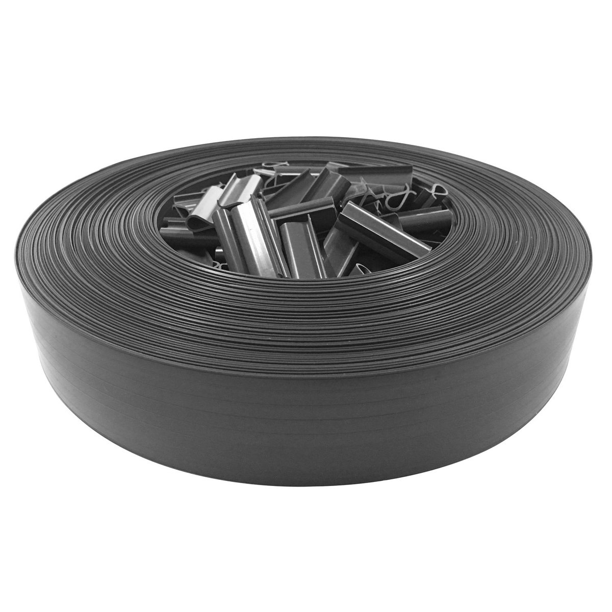 Lamelle occultante PVC avec clip de fixation de 50 m pour grillages rigides gris foncé, TOILINUX