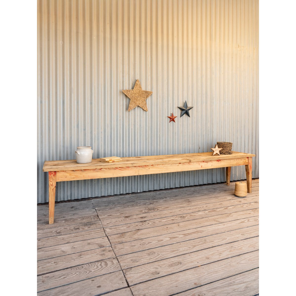 Grand banc en bois Antoine N°471 - Bon état bois clair, DEBONGOUT