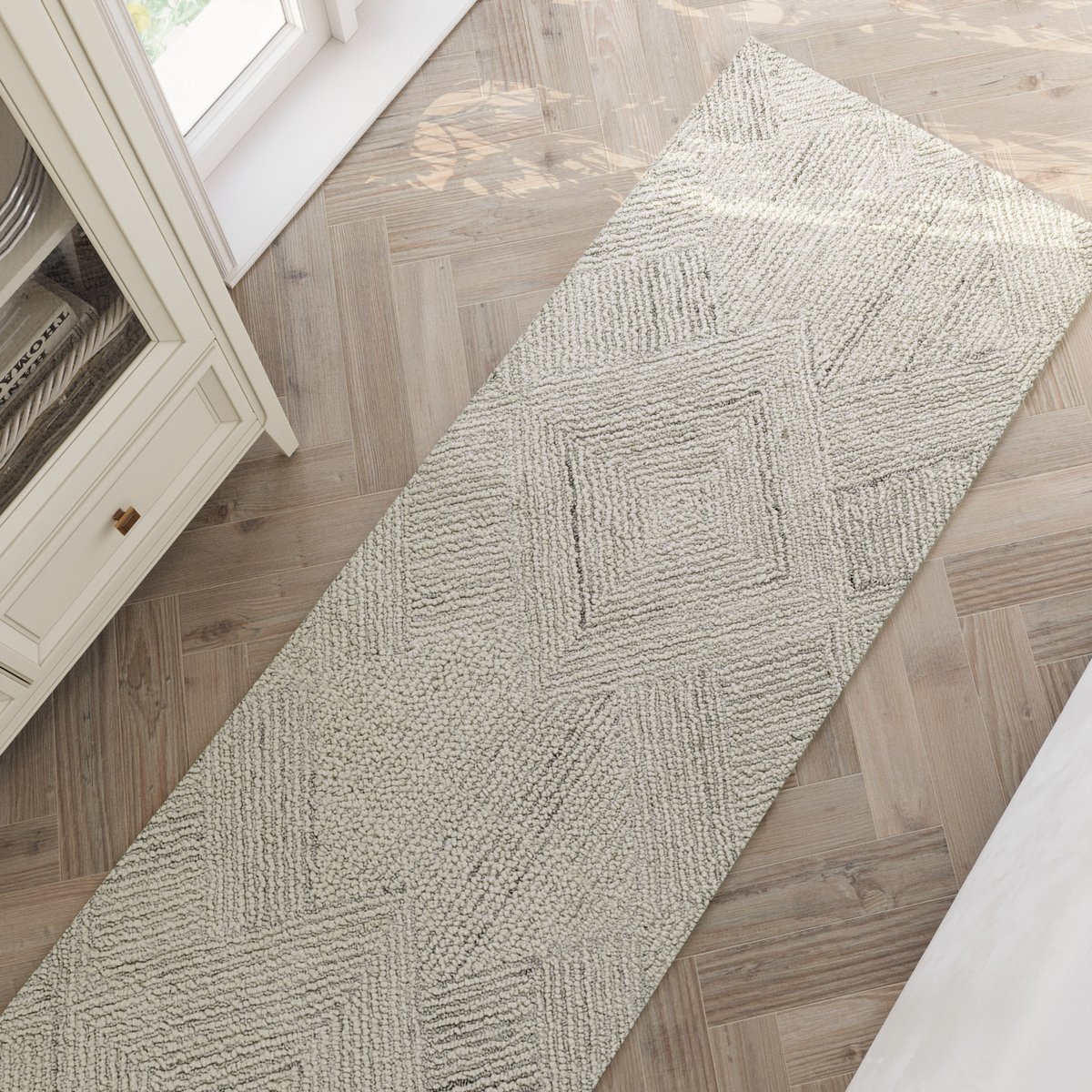 Tapis de couloir tufté main ,  Hamptons THIRTYTHREE ivoire, WECON HOME