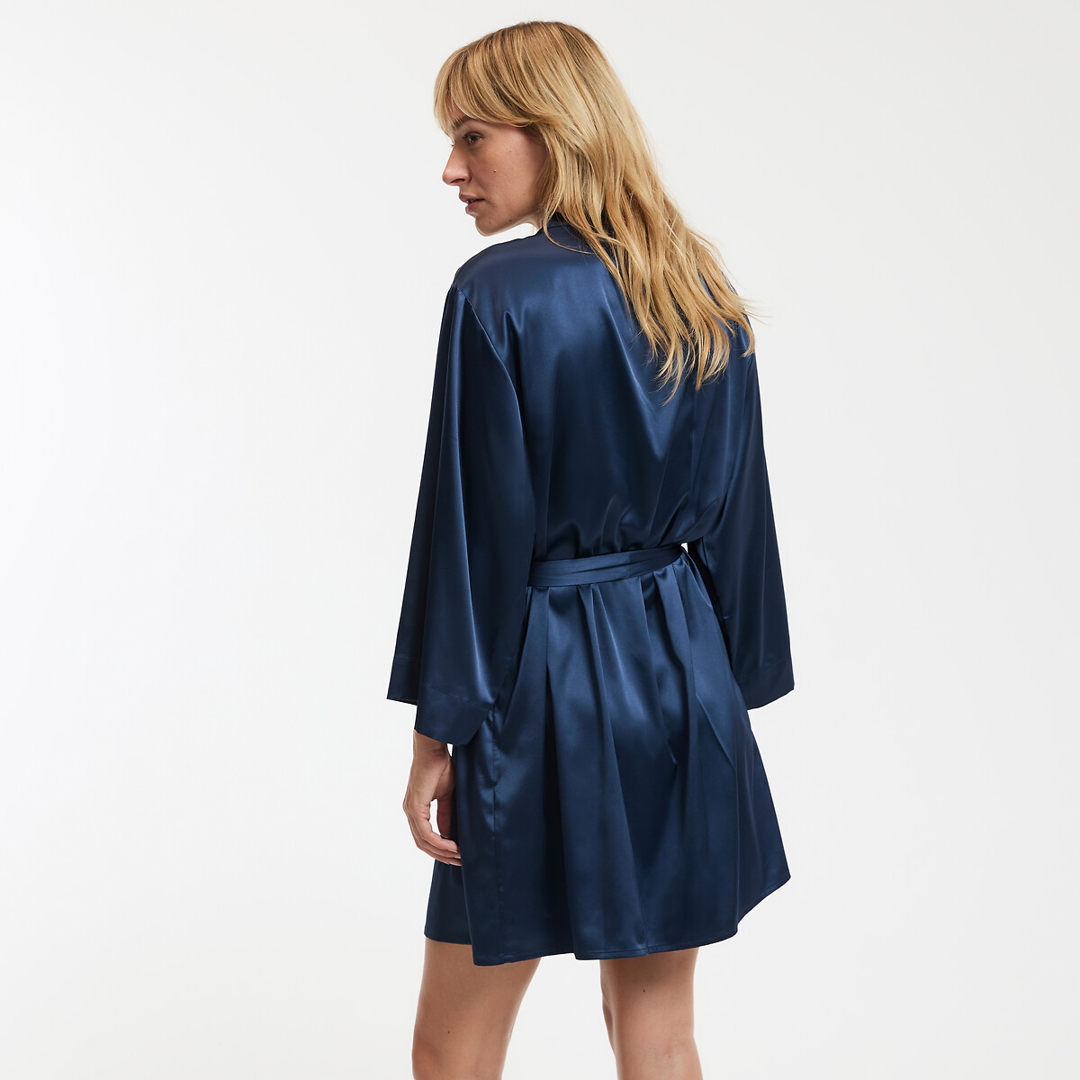Kimono court en satin marine, LA REDOUTE COLLECTIONS