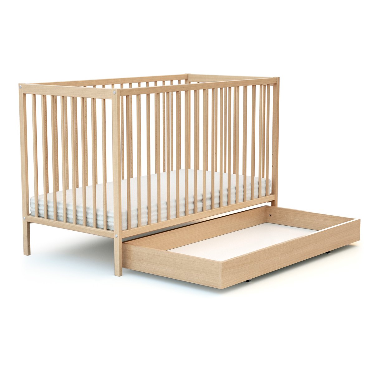 Tiroir de lit bébé en bois ROLO 60 x 120 hêtre verni, WEBABY