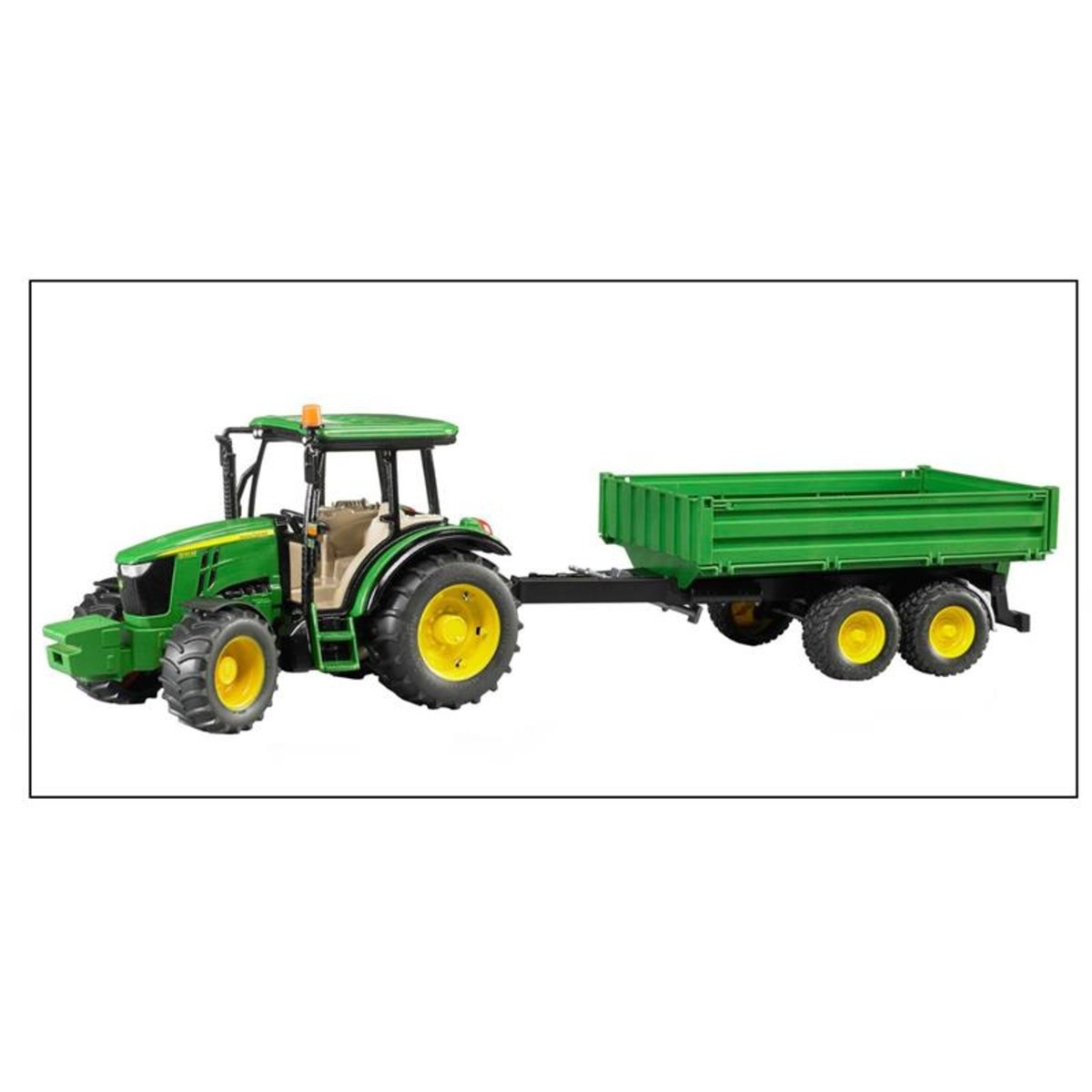 Tracteur John Deere 5115M avec Remorque à ridelles vert, BRUDER