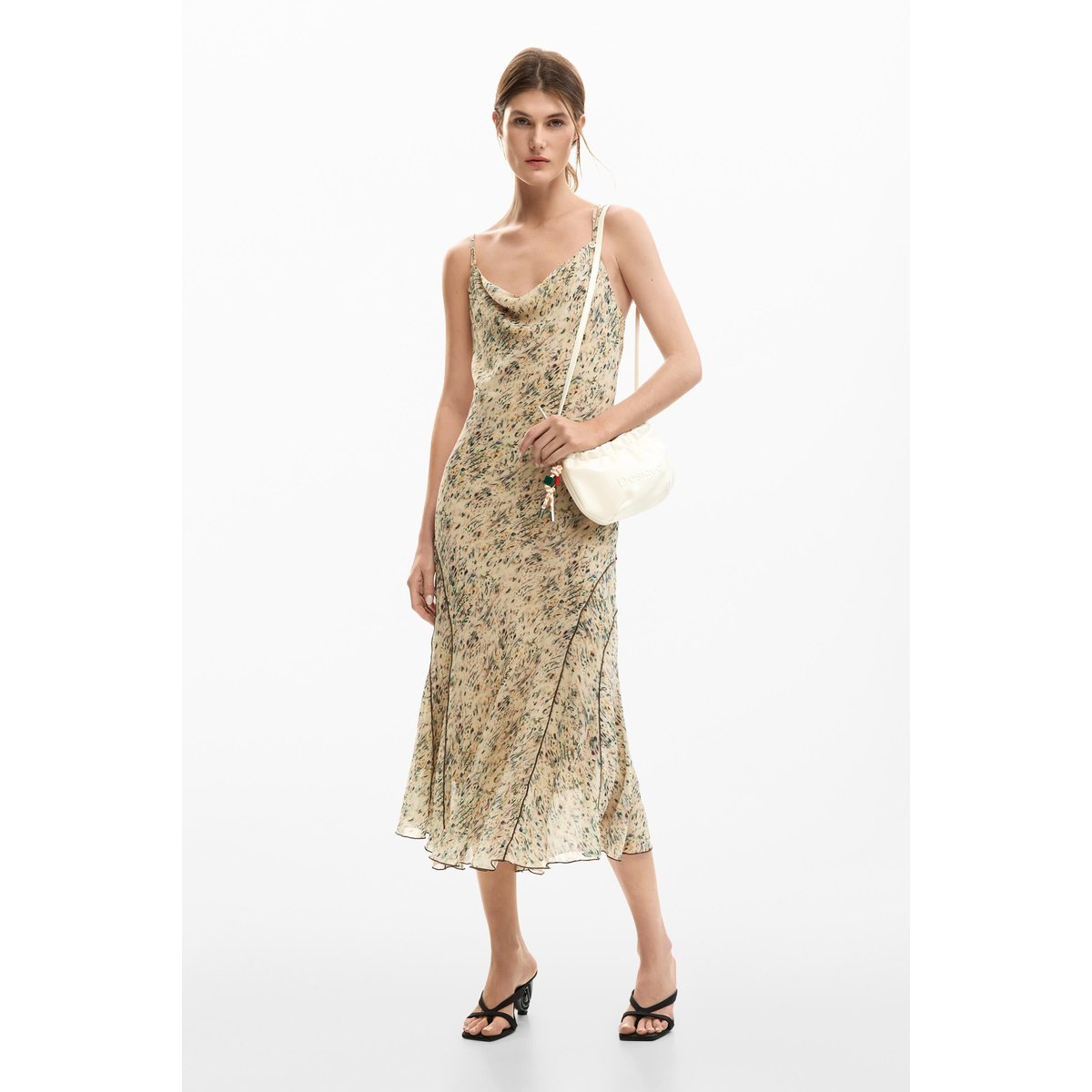 Robe midi champêtre beige, DESIGUAL