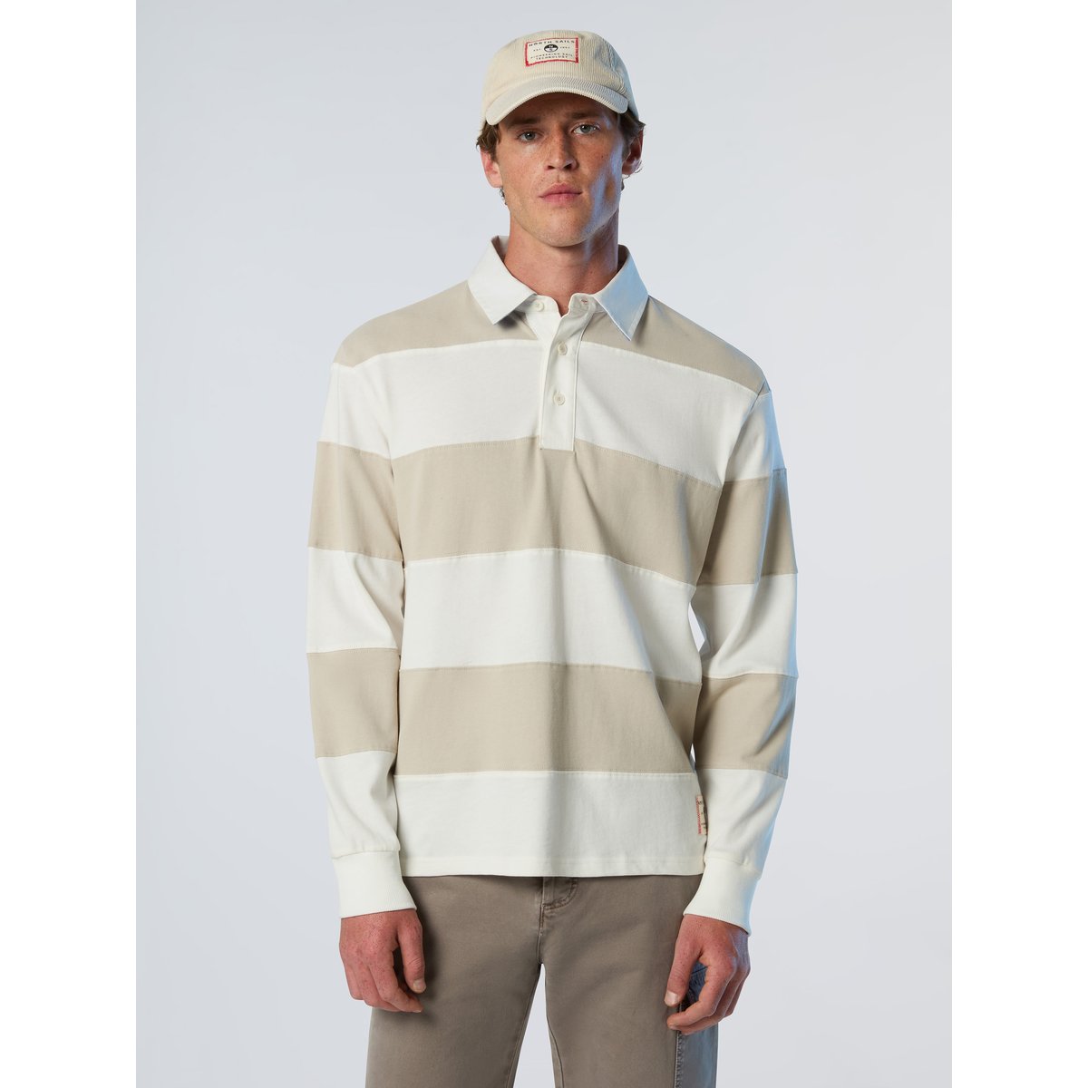 Haut de rugby rayé à manches longues beige, NORTH SAILS