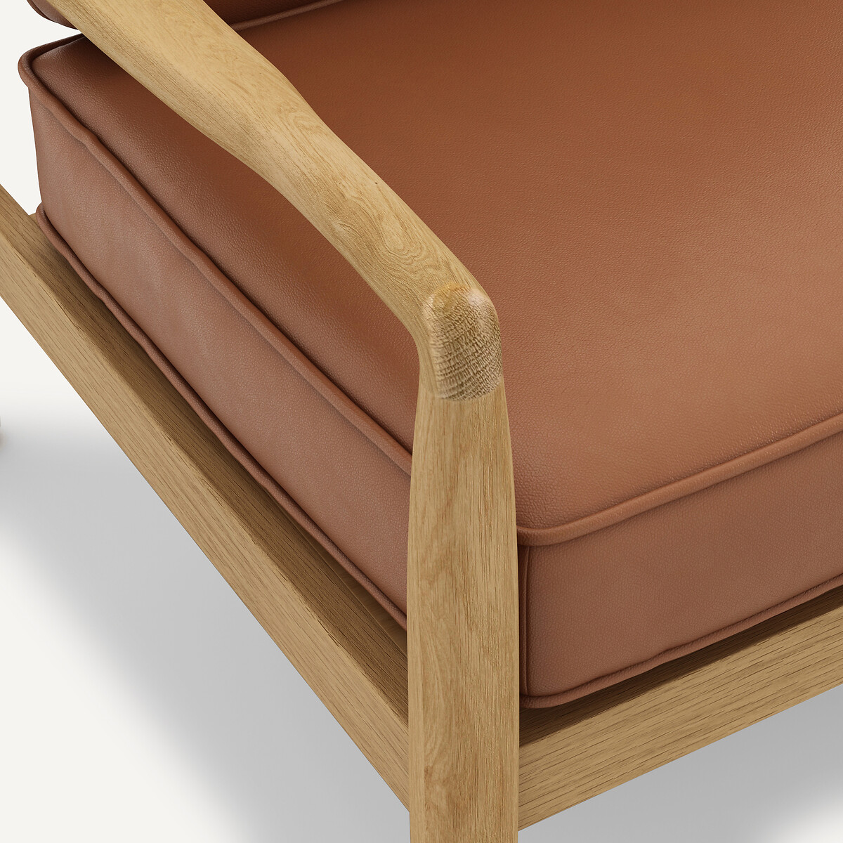 Fauteuil chêne, plaqué et cuir, Dilma marron, AM.PM