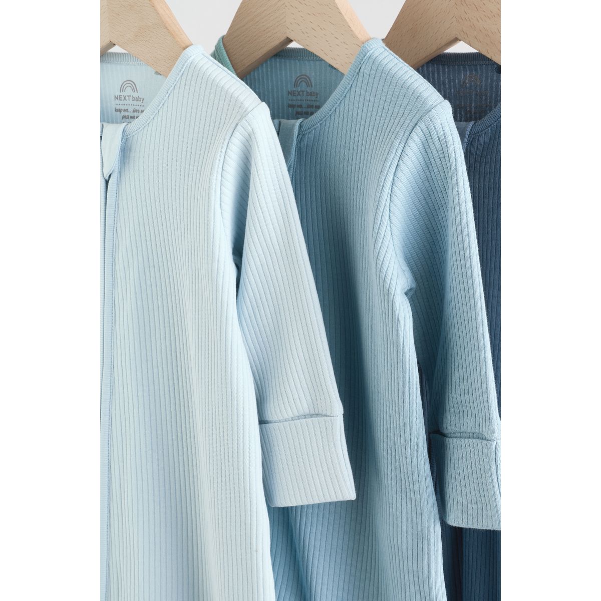 Dors-bien bébé sans pieds à zip, lot de 3 bleu, NEXT