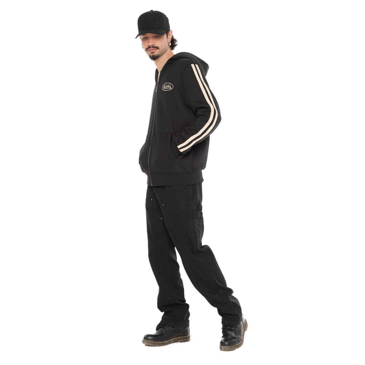 Sweatshirt coton IZAN noir/beige, VON DUTCH