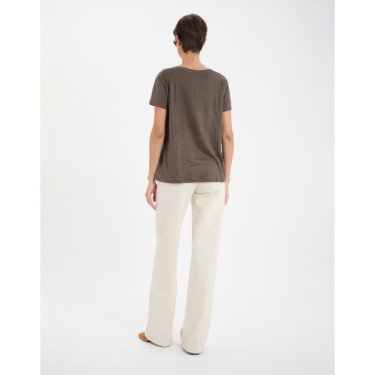 T-shirt Apolline en lin marine khaki, INES DE LA FRESSANGE PARIS