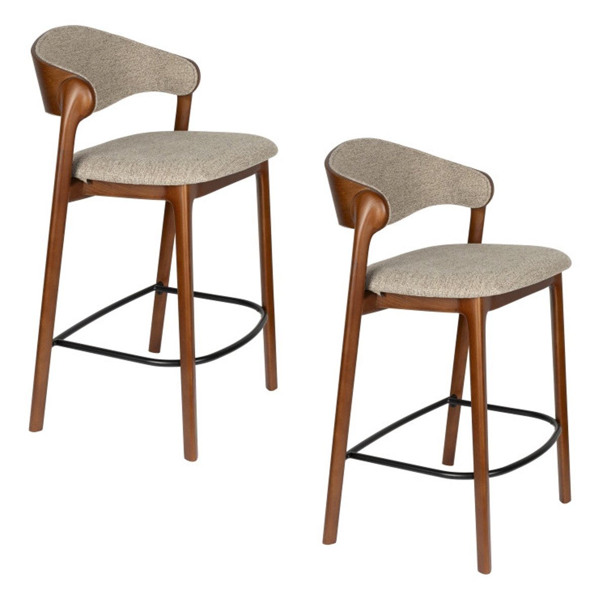 Tabouret design en tissu (lot de 2) , BABINGTON marron, DUTCHBONE