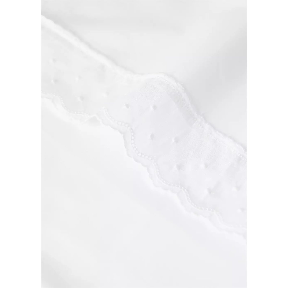 Drap plat et taie d’oreiller mini berceau volant et broderie blanc, MANGO HOME