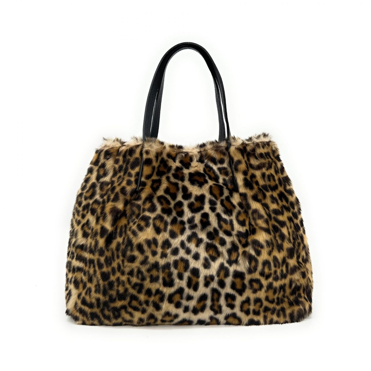 Sac cabas en cuir et poils synthétiques OKOYE léopard, OH MY BAG