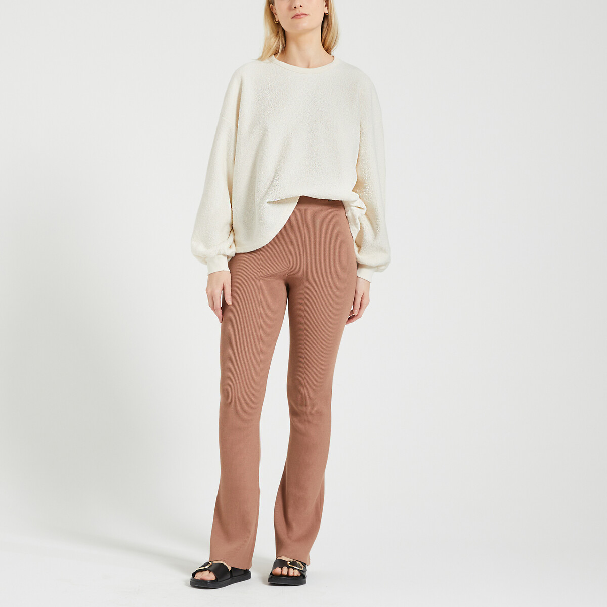 Pantaloni maglia flare cammello, CALVIN KLEIN