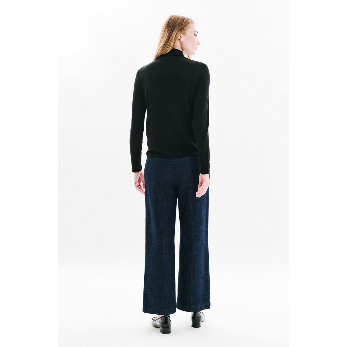 T-shirt droit en laine LILI noir, CAROLL