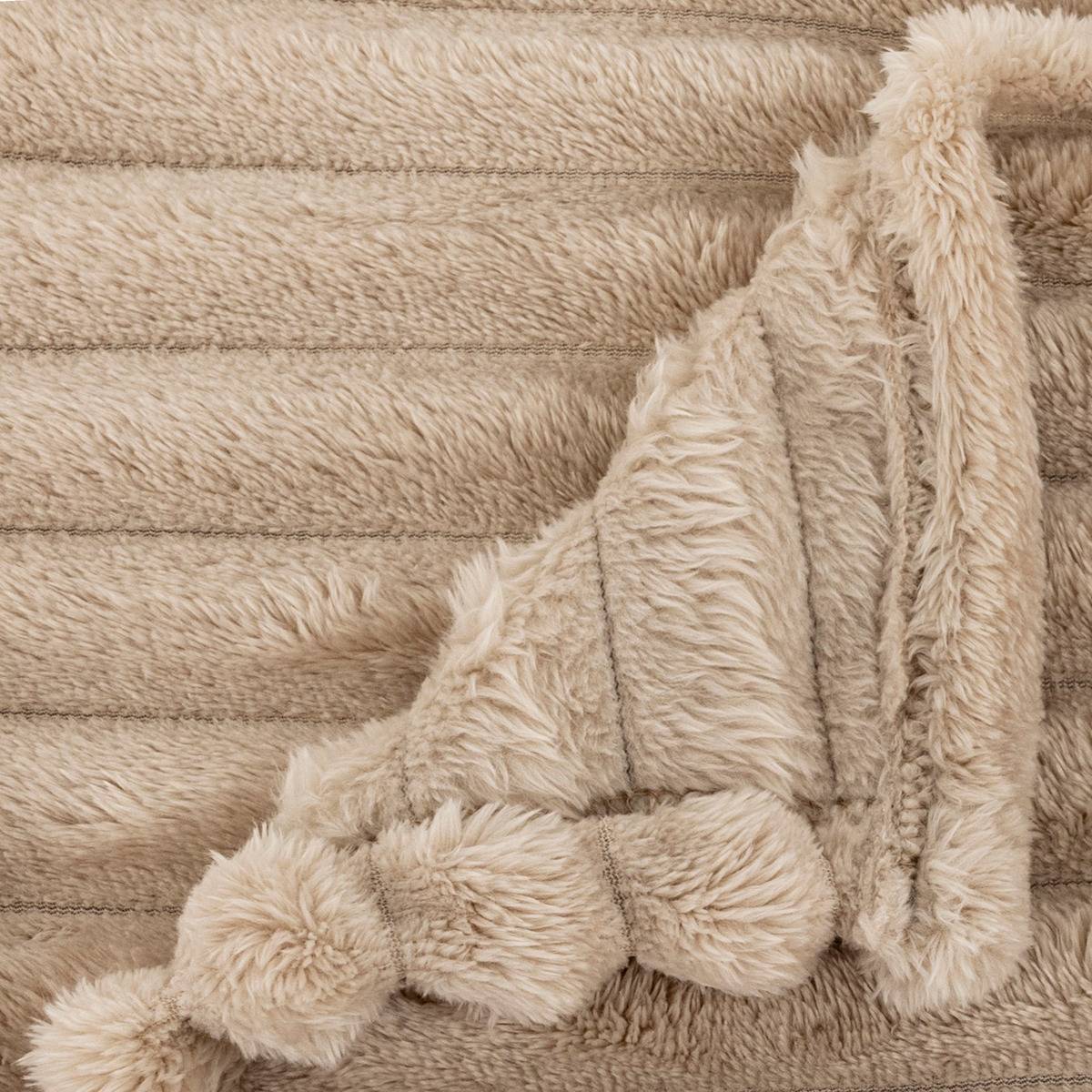 Plaid en flanelle extra-doux MATTIAS marron, ATMOSPHERA