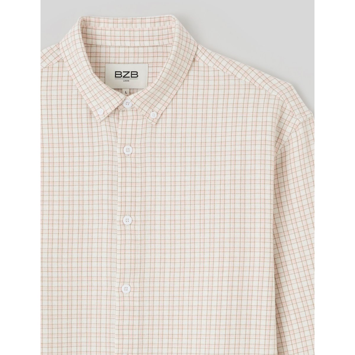 Chemise flanelle à carreaux rose pâle, BZB
