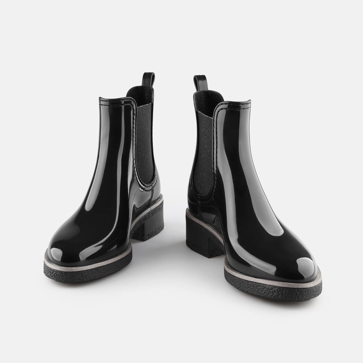 Boots de pluie vegan à talon AMAYA noire, LEMON JELLY