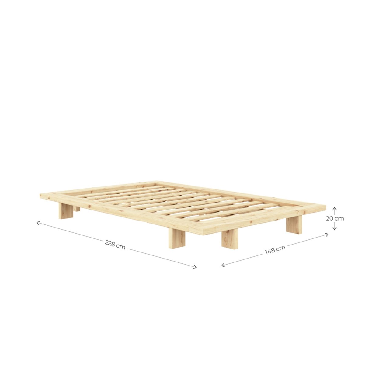Lit futon JAPAN enfant en pin massif 90x200, sommier inclus  - JAPAN bois clair, KARUP DESIGN