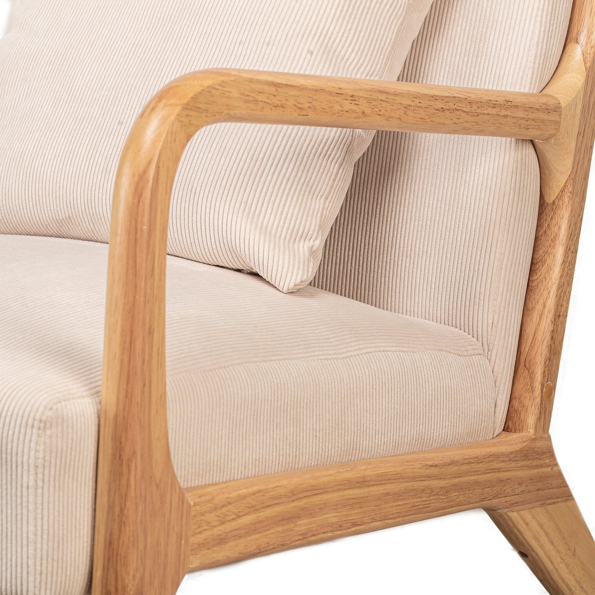 Fauteuil de salon en velours côtelé, OHAMA beige, NORDLYS