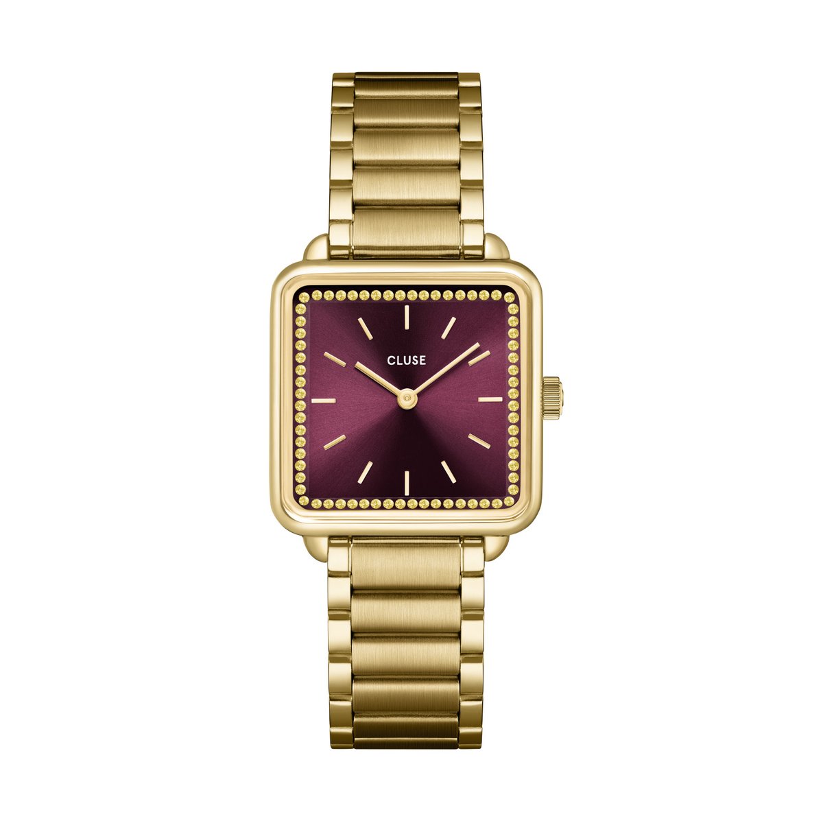 Montre Analogique  LA TÉTRAGONE doré bordeaux doré, CLUSE