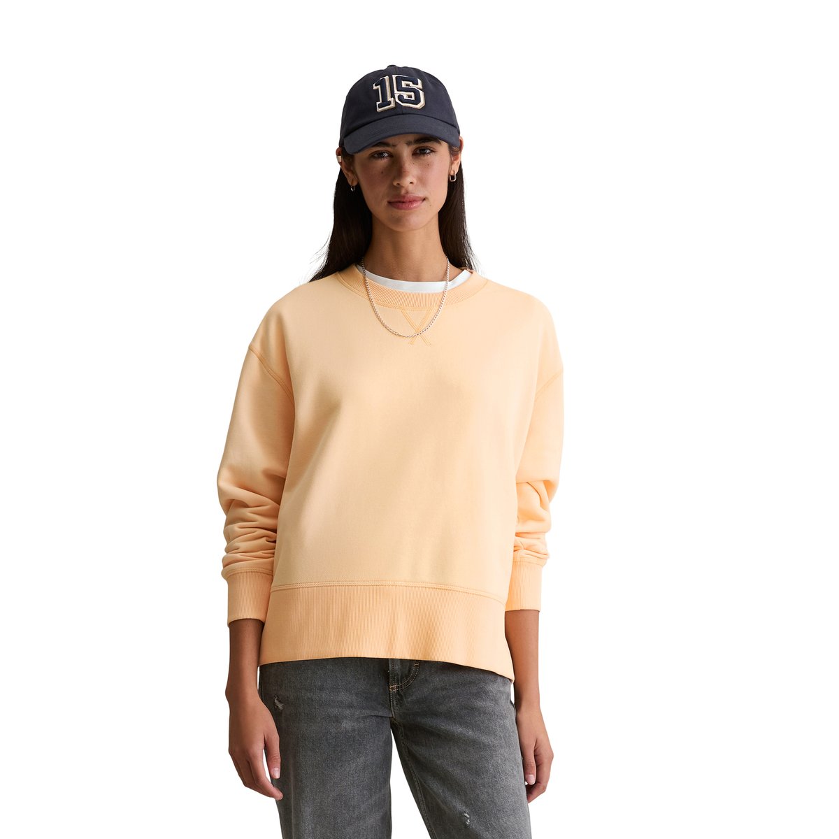 Sweat-shirt relaxed en mélange de coton organique orange, MARC O’POLO DENIM
