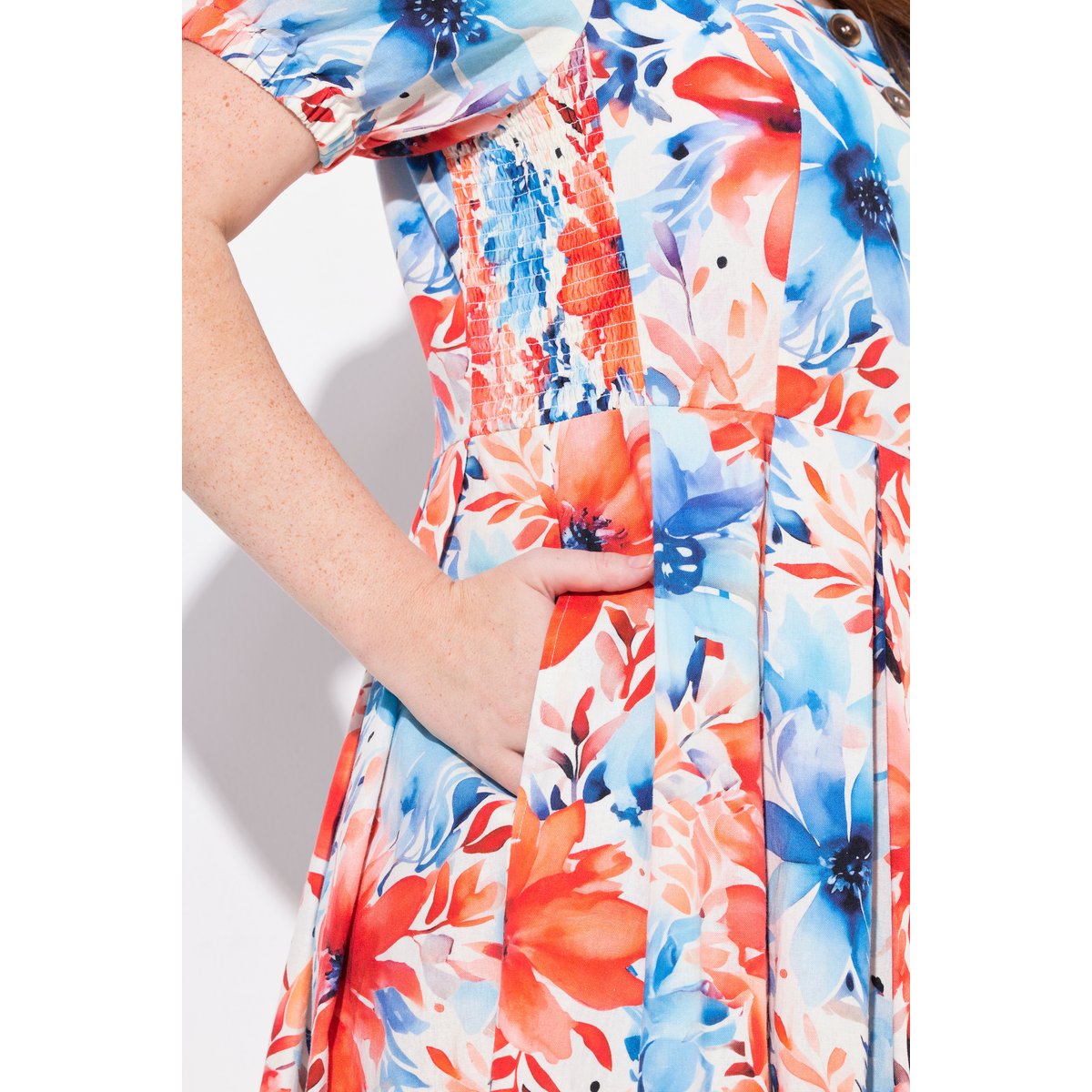 Robe maxi en lin mélangé bleu roi, ULLA POPKEN