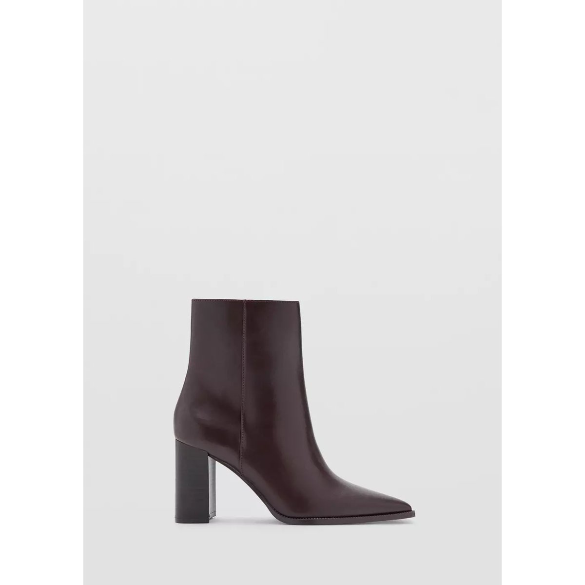 Bottines pointues talon bloc chocolat, MANGO