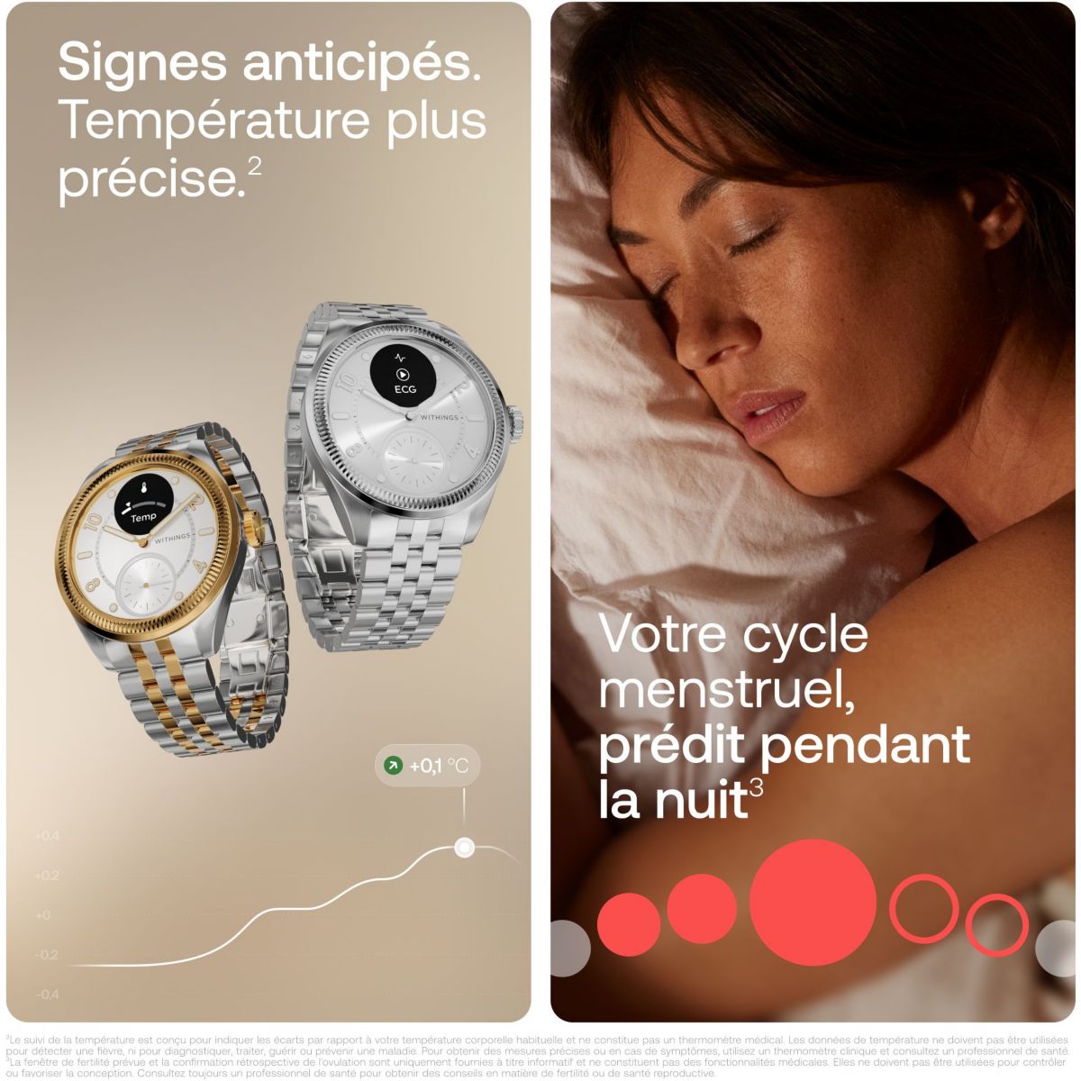 Montre santé Scanwatch Nova Brilliant 39mm Gold couleur unique, WITHINGS