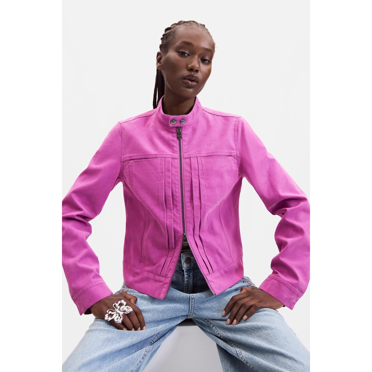 Veste courte effet cuir rouge, DESIGUAL