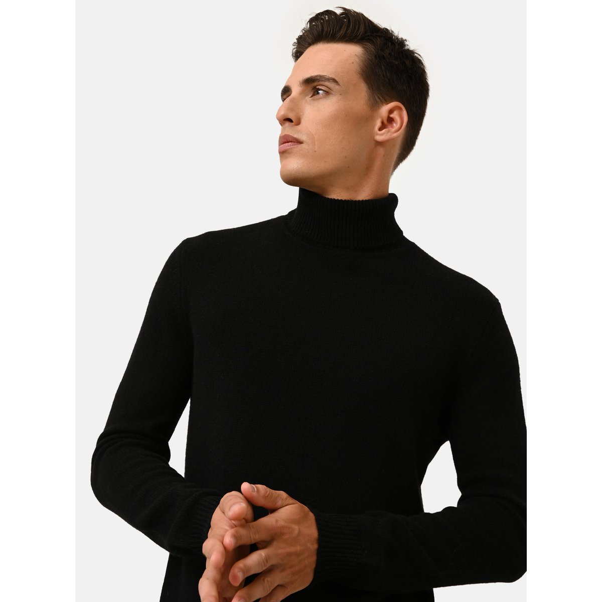 Pull Col Roulé 4 Fils Noir Sacha noir, JUST CASHMERE