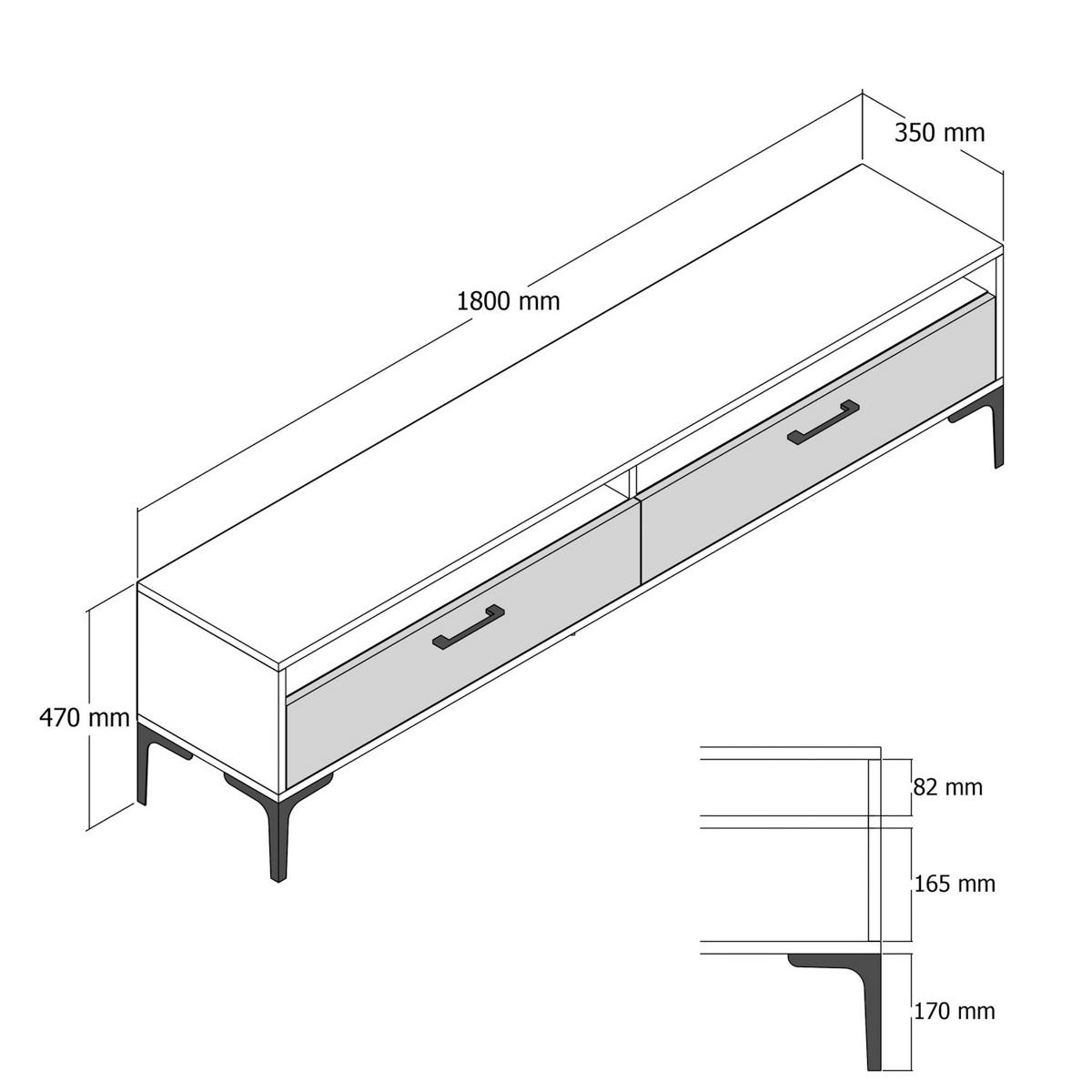Meuble TV moderne décor bois foncé et portes crème JENA marron, PIER IMPORT