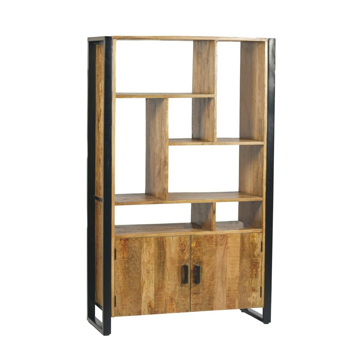 Bibliothèque déstructurée bois métal 2 portes KARGO bois naturel, PIER IMPORT