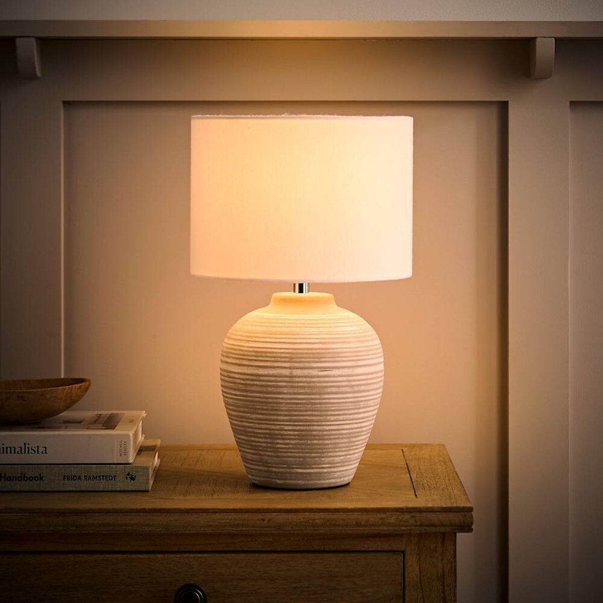 Reba Stone Grey Ceramic Table Lamp with Linen Shade grey, SO'HOME
