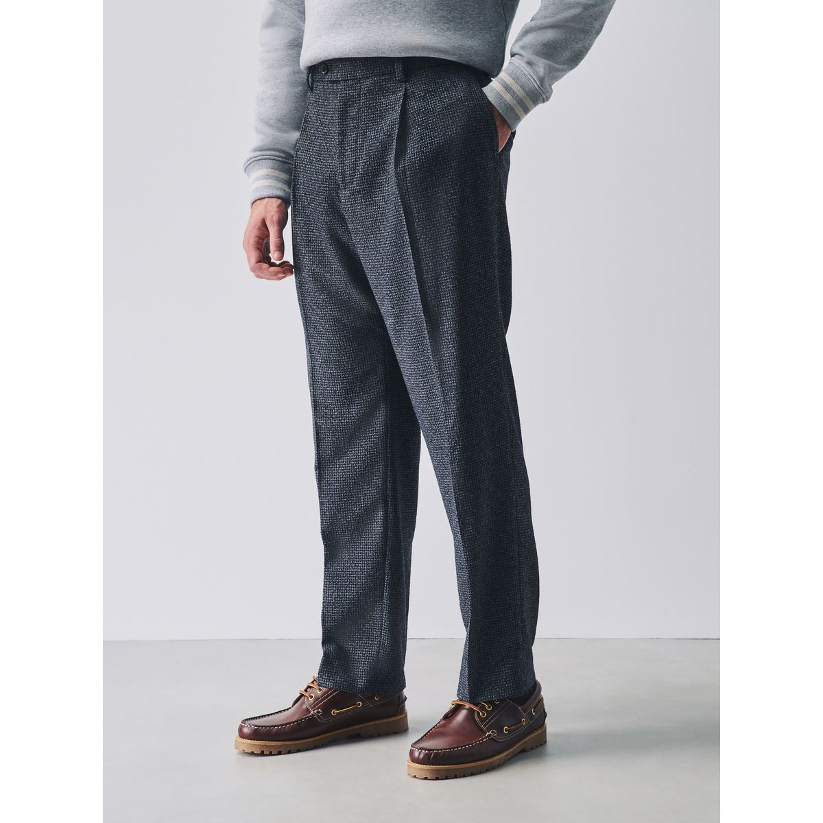 Pantalon de costume ajusté pied-de-poule bleu marine, NEXT