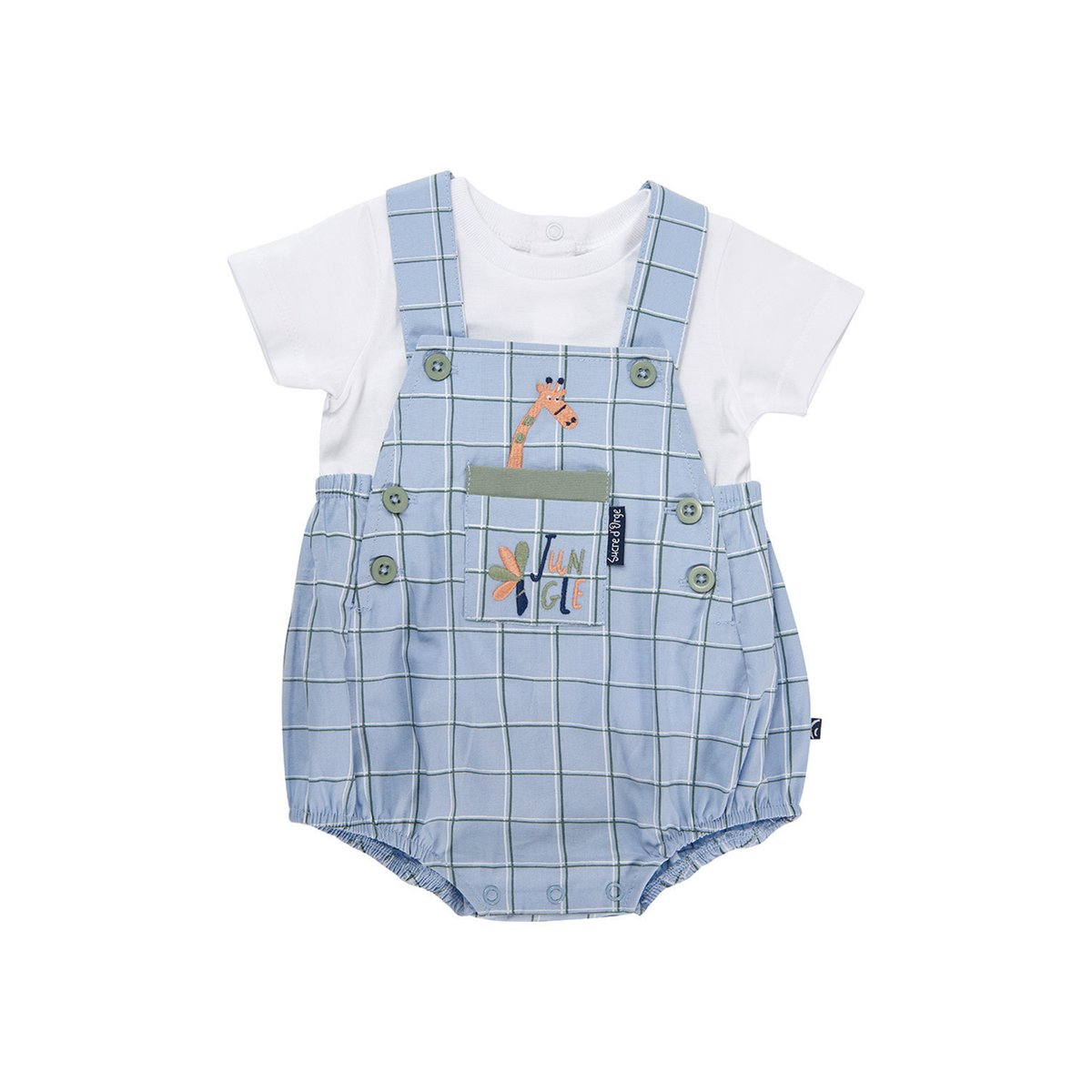 Tee shirt et salopette bebe ernesto bleu, SUCRE D'ORGE