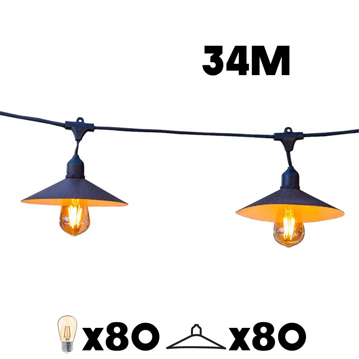 Guirlande connectable E27 8x VINTY LIGHT gris, LUMISKY