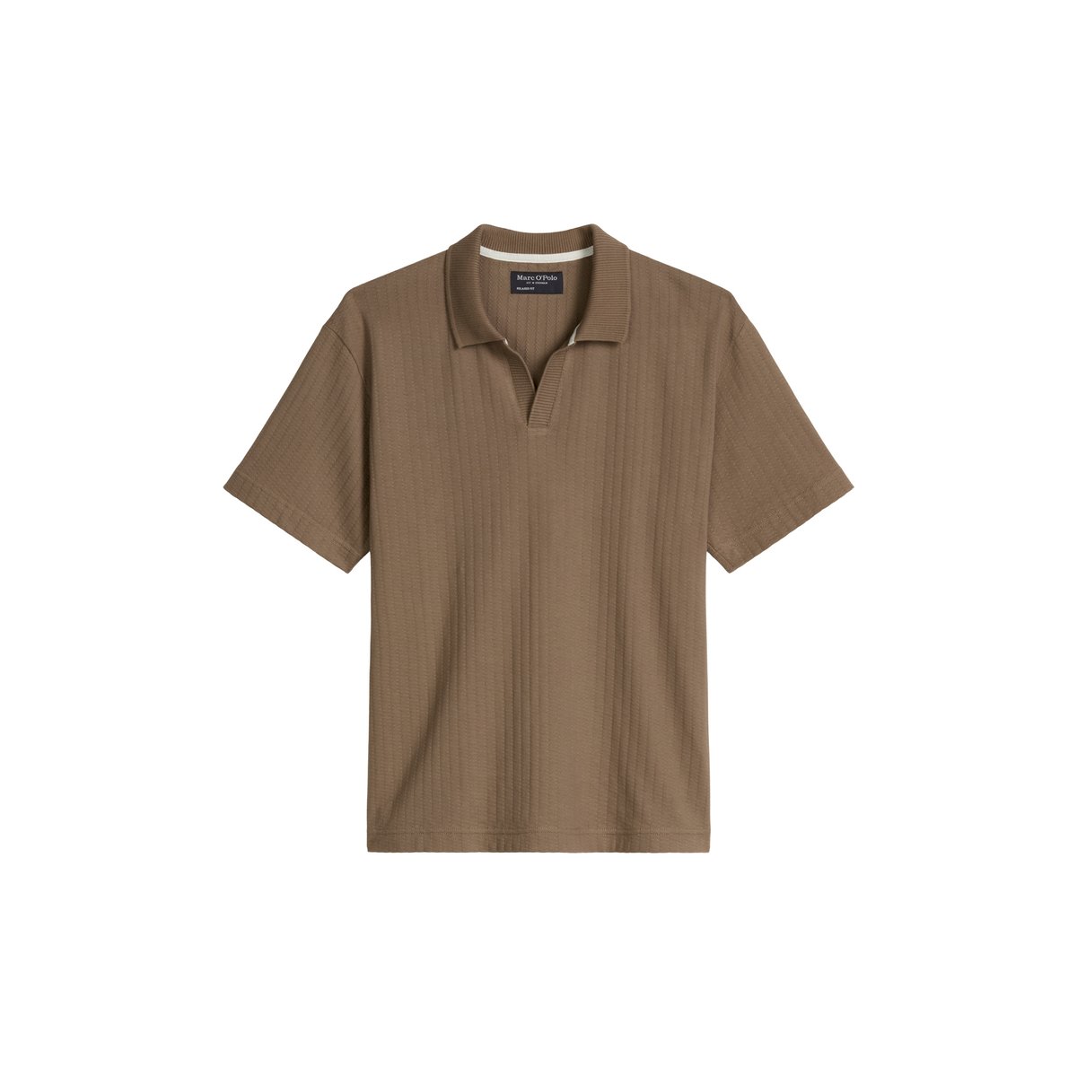 DfC Polo Jersey Structure regular en jersey côtelé lourd marron, MARC O'POLO