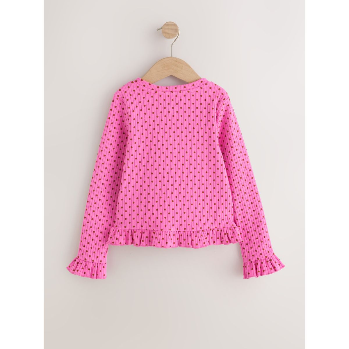 Cardigan à manches longues et volants pois roses, NEXT