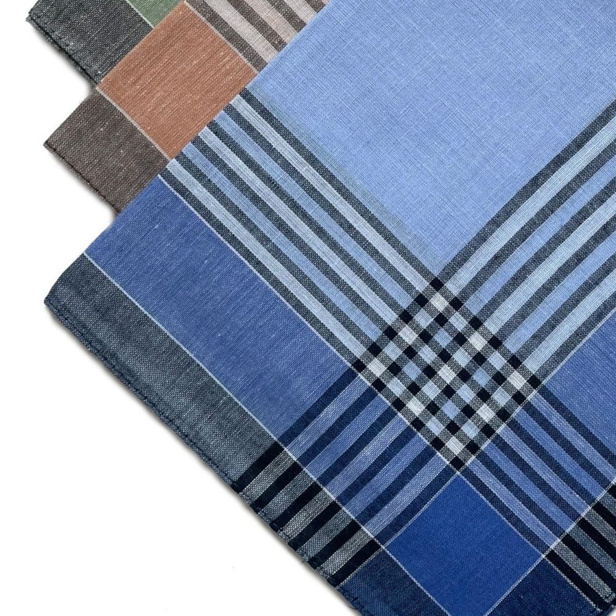Lot de 12 mouchoirs Homme 38x38 100% coton bleu, DECORATIE