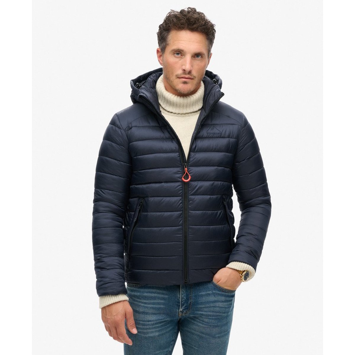 Doudoune matelassée à capuche Fuji Sport bleu foncé, SUPERDRY