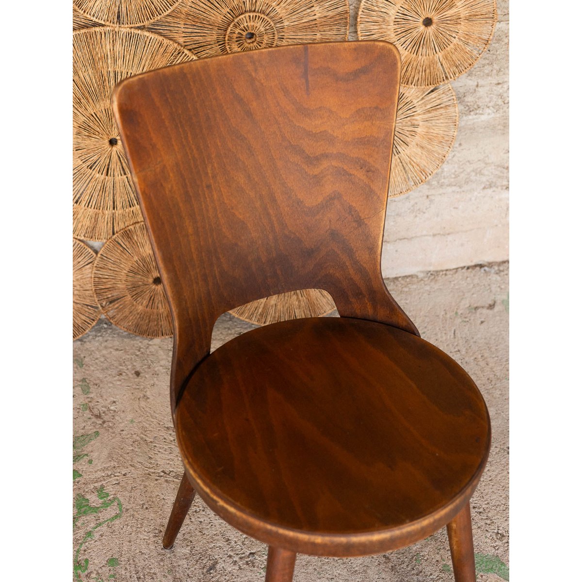 Chaise Mondor Baumann Alma N°1884 - Bon état bois foncé, DEBONGOUT