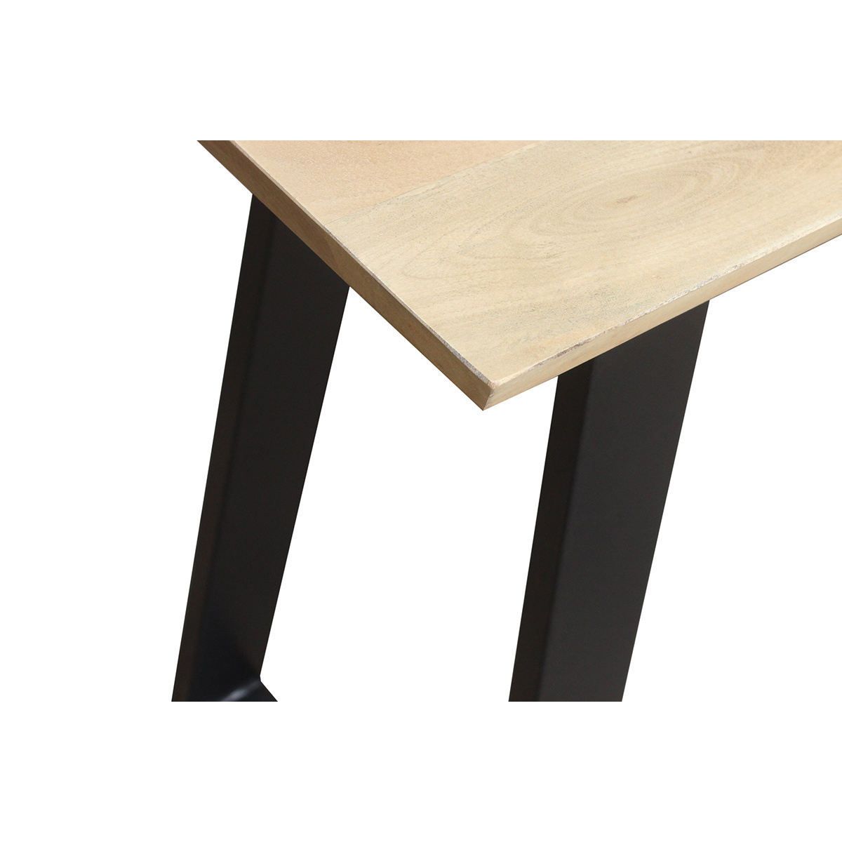 Table de bar en bois manguier massif et métal noir L120 cm VIJAY bois clair / noir, MILIBOO