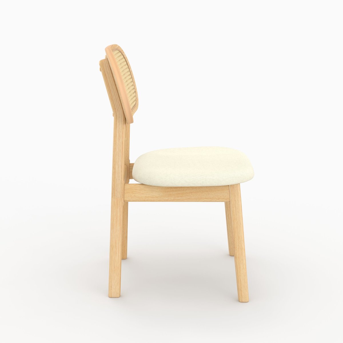 Lot de 2 chaises en bois, tissu et rotin synthétique - MARIA bois clair et beige, MAISON PAVANE