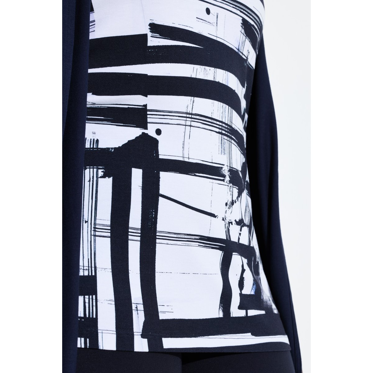 T-shirt 2-en-1, imprimé graphique marine foncé, ULLA POPKEN