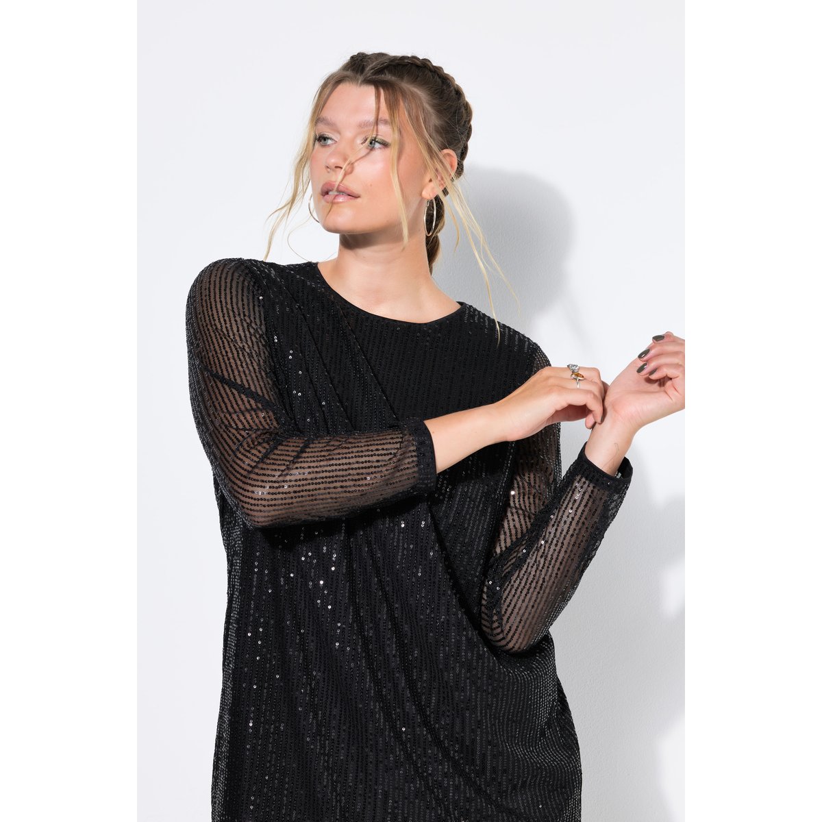 Robe mini avec paillettes et franges noir, STUDIO UNTOLD