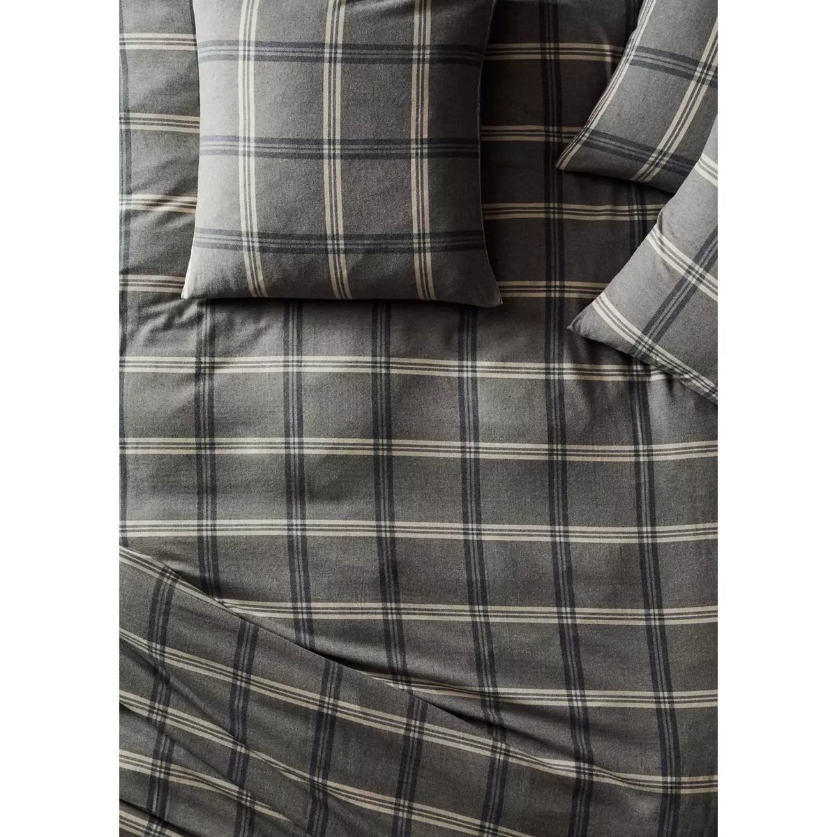Housse de couette de Noël 100 % coton à carreaux lit 90 cm sable, MANGO HOME