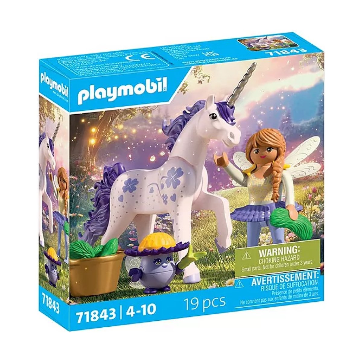 Magic Unicorns Licorne Lavande porte-bonheur avec fée multicolore, PLAYMOBIL