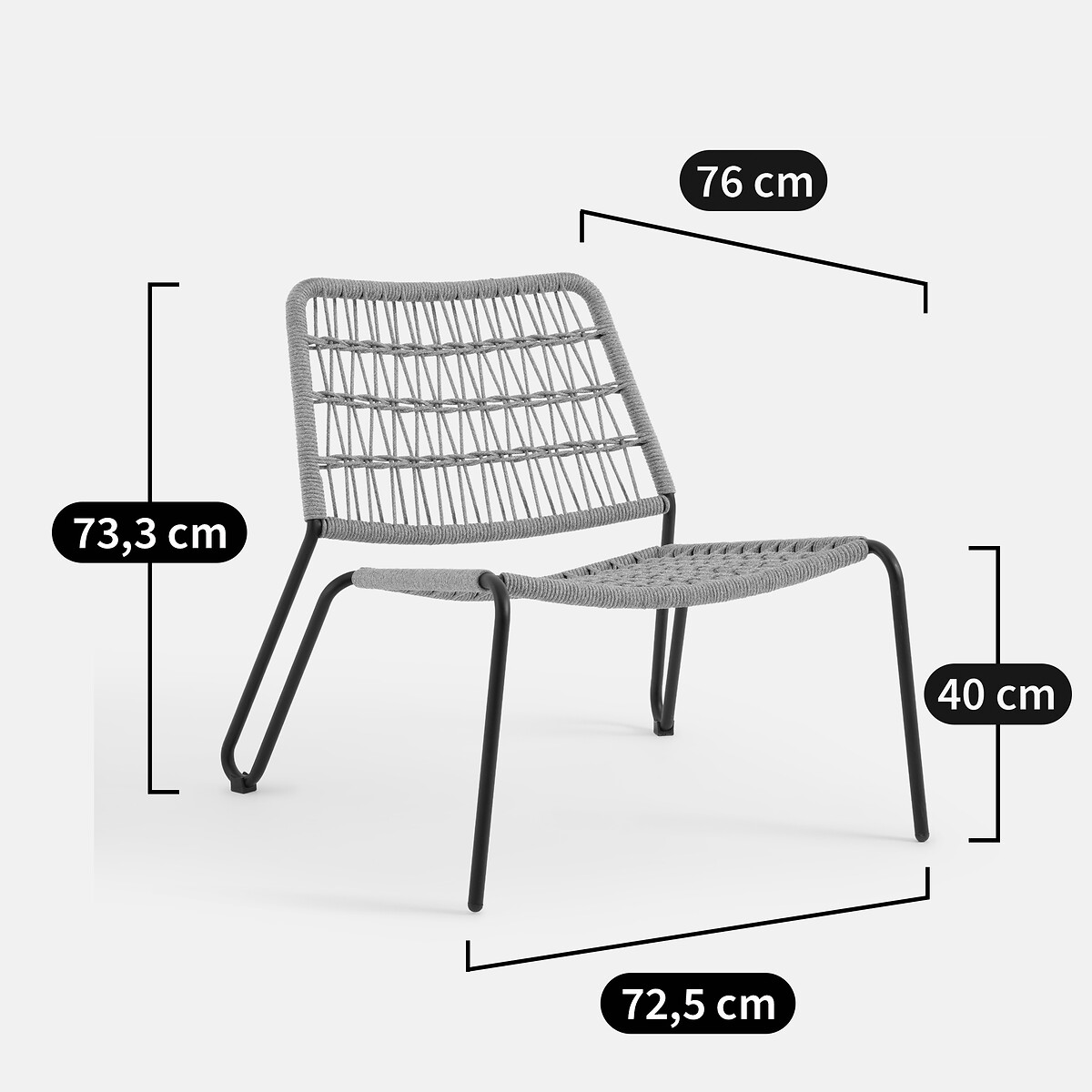 Fauteuil bas de jardin en corde tressée, MASIX naturel, LA REDOUTE INTERIEURS