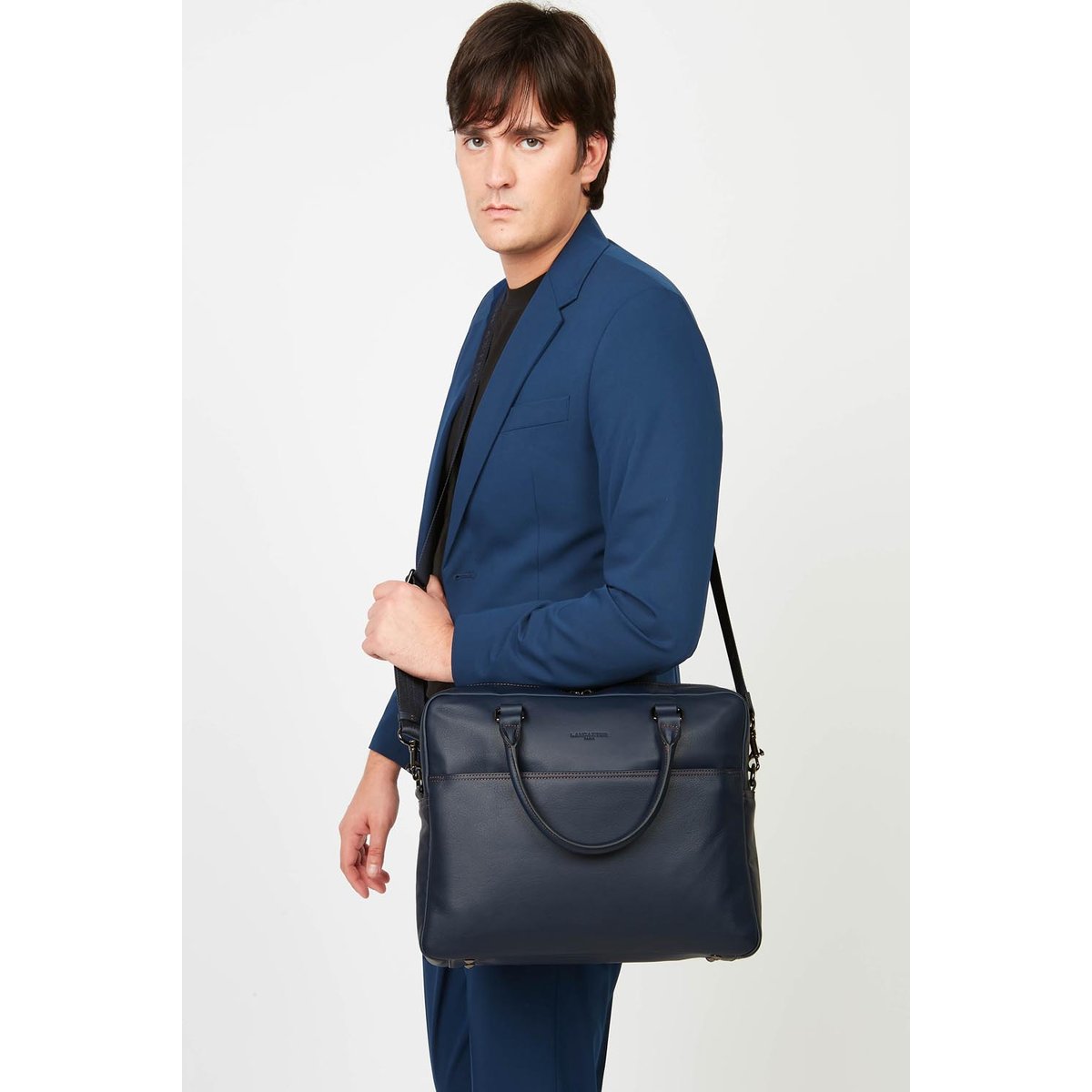 Grand porte documents SOFT VINTAGE HOMME bleu foncé - camel, LANCASTER
