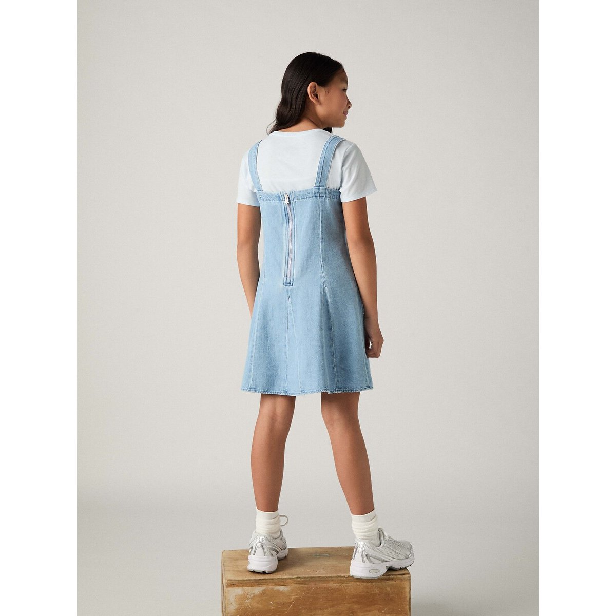 Robe en denim à bretelles bleu denim clair, LEVI'S KIDS